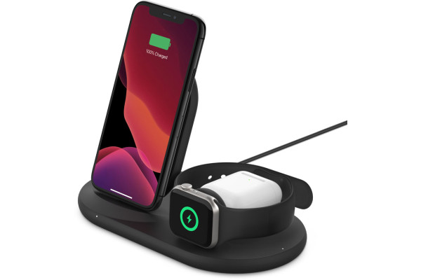 Belkin Boost Charge 3-in-1 Wireless Charger for Apple Devices - black