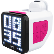 Bigben - Retro Cube Wecker [incl. Projektor] - white/pink