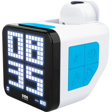 Bigben - Retro Cube Wecker [incl. Projektor] - white/blue