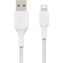 Belkin Boost Charge Braided Lightning to USB-A Cable 15cm - white